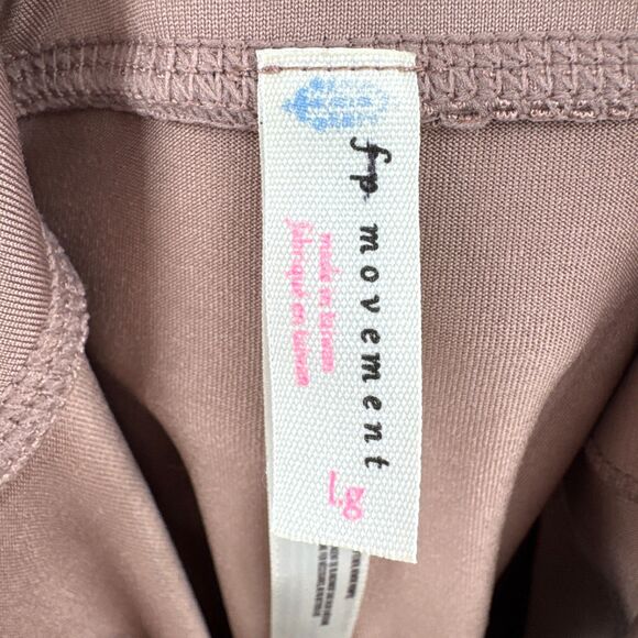 FREE PEOPLE MOVEMENT Lira Cocoa Tan Mesh Accent Leggings Size L Large - Picture 9 of 10